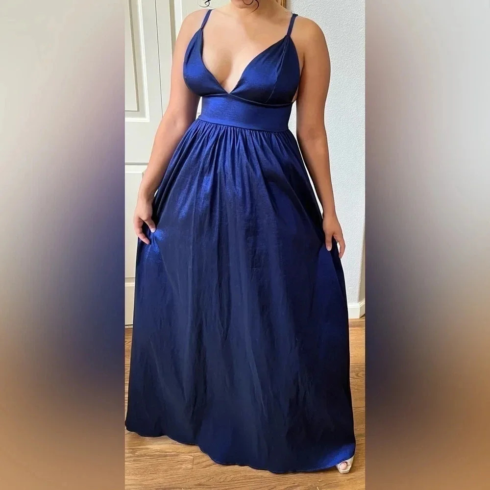 Windsor Full Length Iridescent Royal Blue formal dress with POCKETS!! View 4